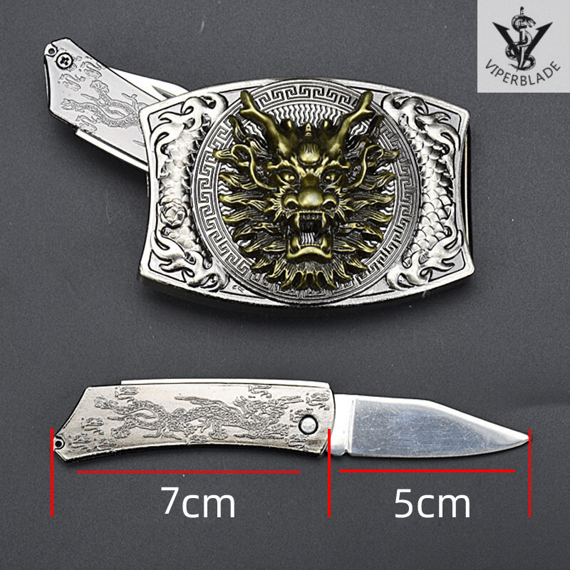 【VIPERBLADE】 Quick-Access Push-Button Switchblade Belt Buckle Knife