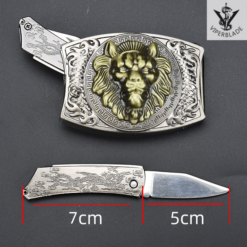 【VIPERBLADE】 Quick-Access Push-Button Switchblade Belt Buckle Knife